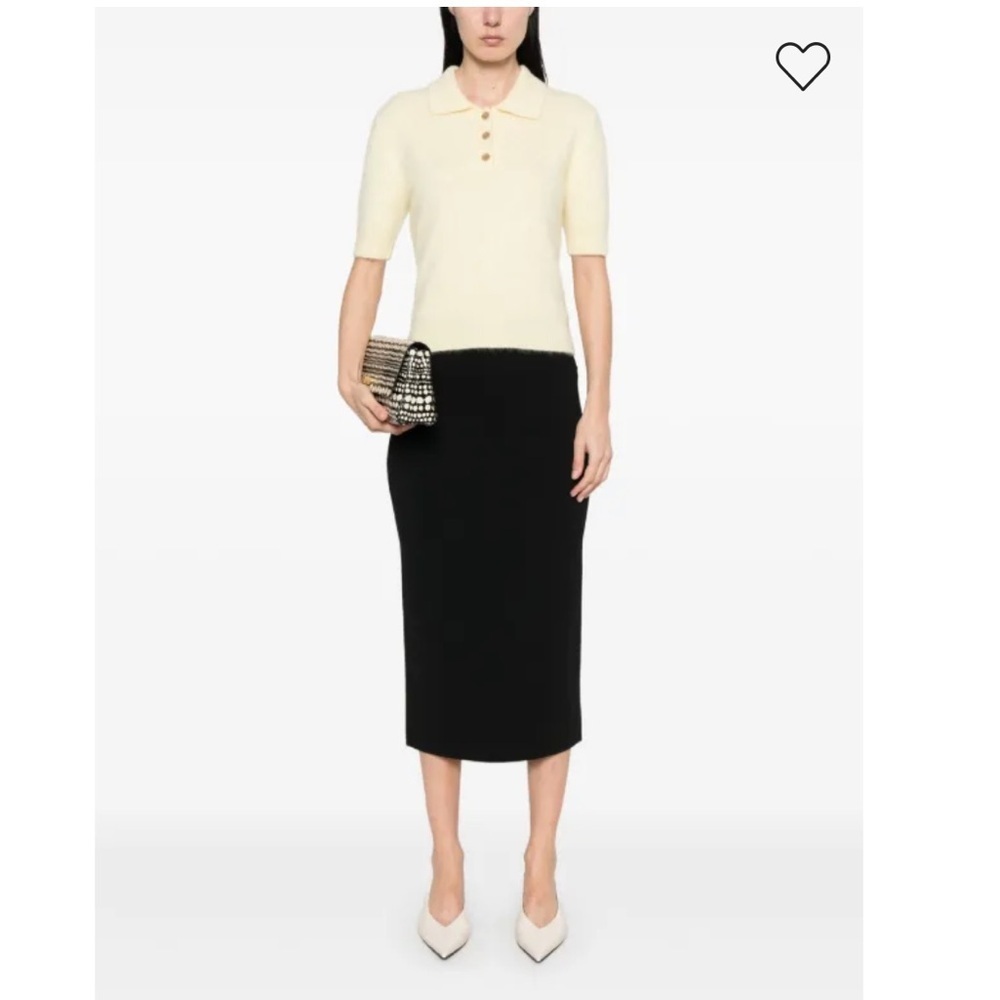 Max Mara Black Ribbed Midi Skirt Size 6